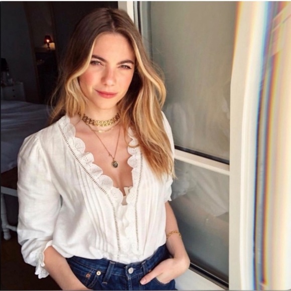 Sezane Tops - Sezane Celia Blouse in Ecru White Eyelet Size 38 US 6